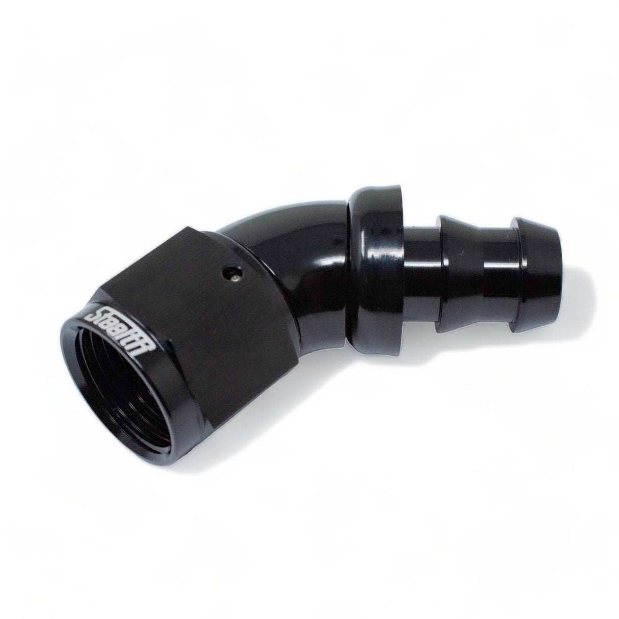 STEALTH PX-SERIES FF - 45 Grad Push-On Dash/AN Fitting drehbar für Nitril/NBR (alle Größen / Aluminium)
